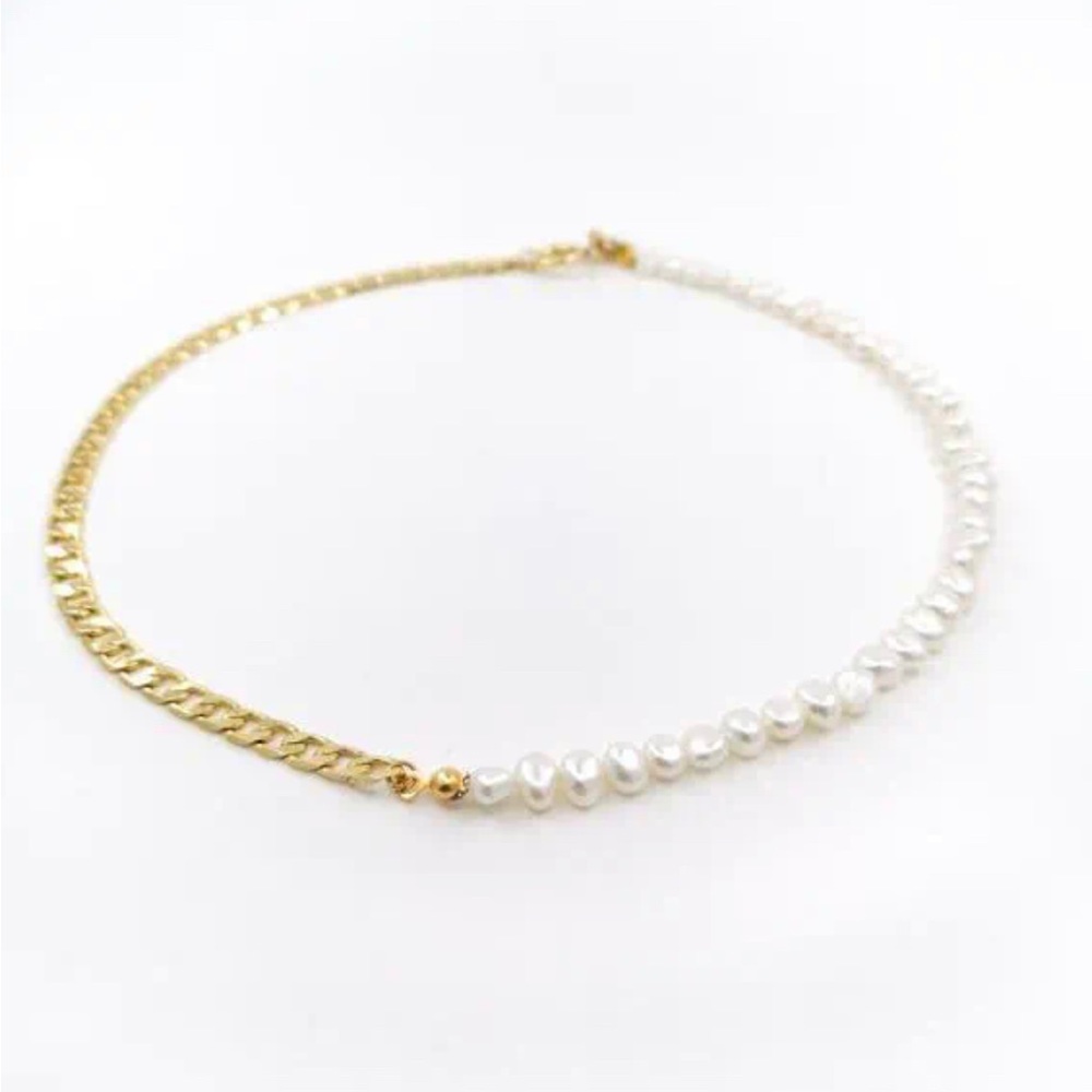 Half chain half pearl necklace